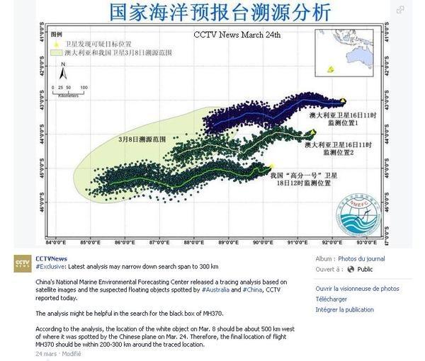 Si les débris sont effectivement ceux du MH370, l'analyse inverse de leur dérive permet de déterminer une zone pour le crash... zone incluse dans les recherches sous-marines !